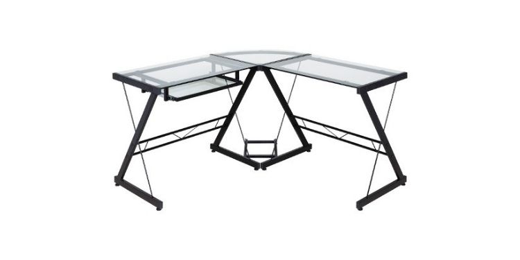 OneSpace Ultramodern Glass L-Shape Desk